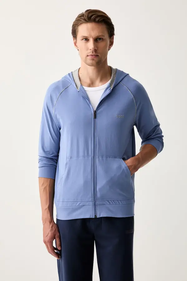 BOSS BOSS dukserica na zakopčavanje sa kapuljačom za muškarce od pamuka s elastanom Mix&Match Jacket H
