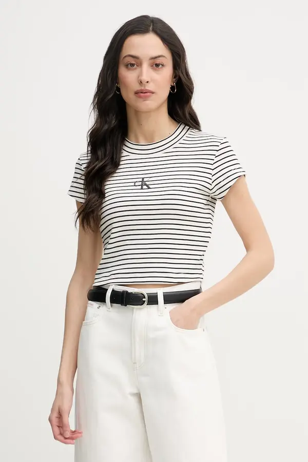 Calvin Klein Jeans Calvin Klein Jeans crop top za žene od pamuka s elastanom