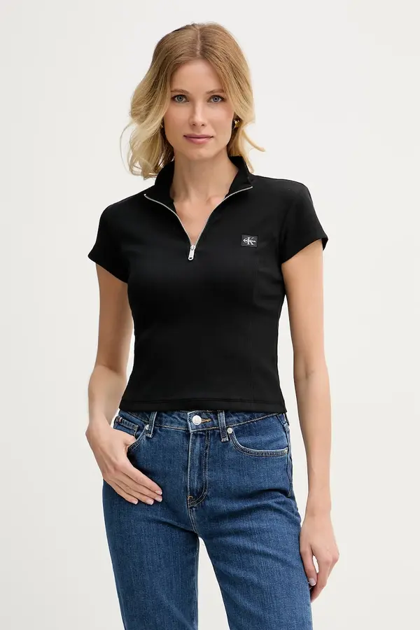 Calvin Klein Jeans Calvin Klein Jeans crop top ženski od pamuka s elastanom