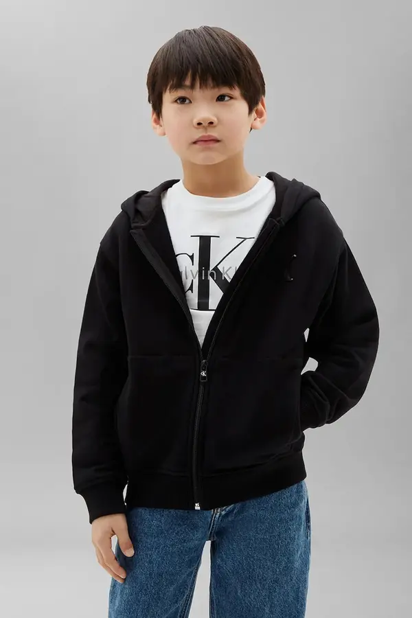 Calvin Klein Jeans Calvin Klein Jeans dukserica na zakopčavanje sa kapuljačom za djecu s pamukom