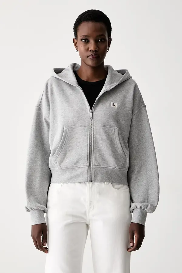 Calvin Klein Jeans Calvin Klein Jeans dukserica na zakopčavanje sa kapuljačom za žene od pamuka