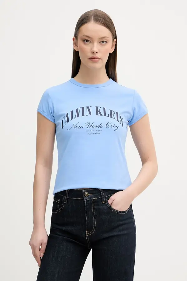 Calvin Klein Jeans Calvin Klein Jeans majica ženska od pamuka s elastanom