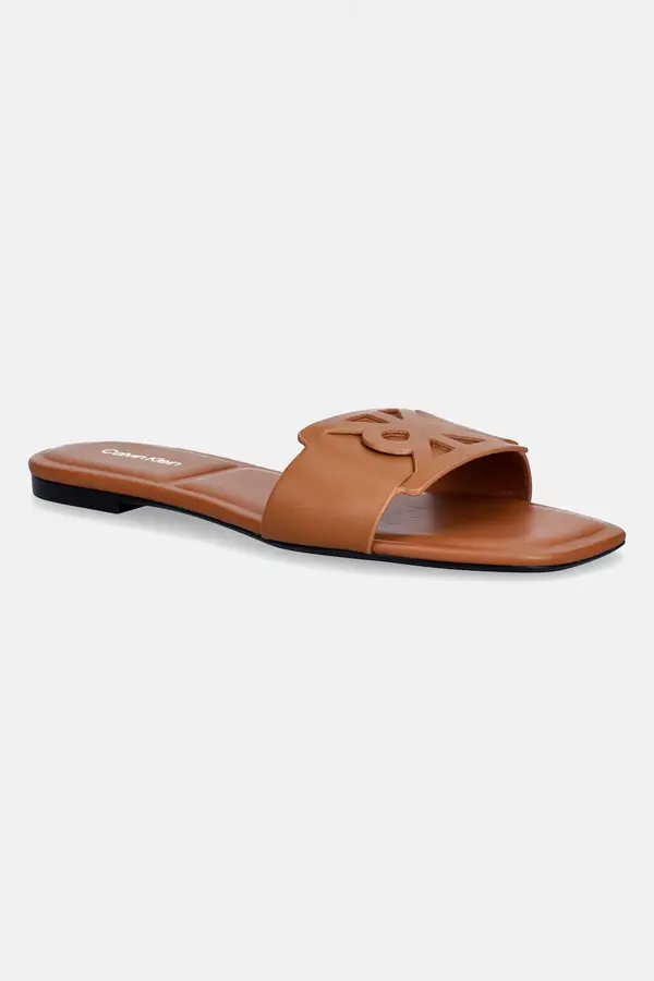 Calvin Klein Calvin Klein natikače za žene kožne SQUARE FLAT SANDAL EMBLEM