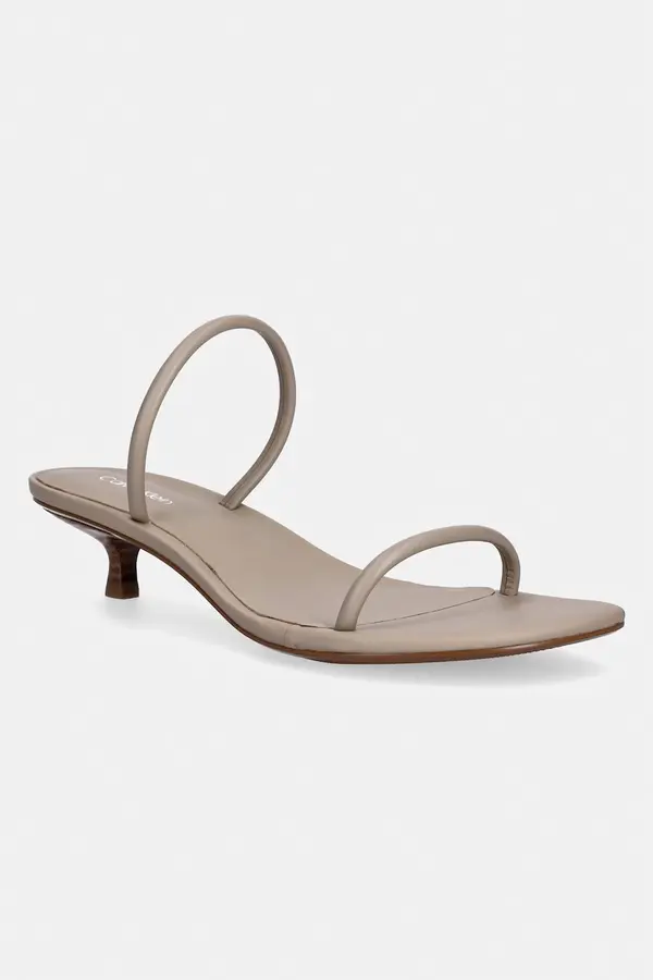 Calvin Klein Calvin Klein sandale na tanku potpeticu od kože KITT HEEL SNDL DOUBLE STRAP LTH