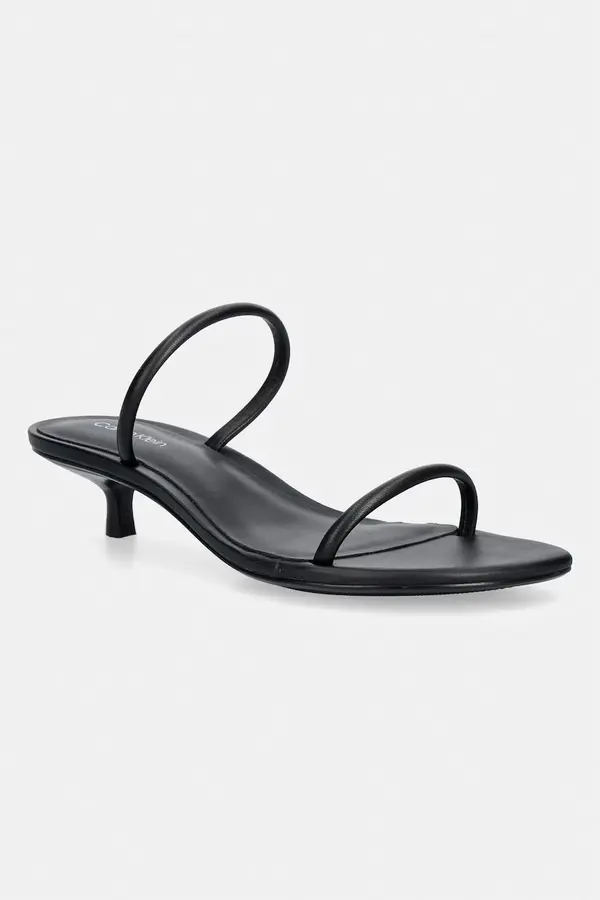 Calvin Klein Calvin Klein sandale na tanku potpeticu od kože KITT HEEL SNDL DOUBLE STRAP LTH