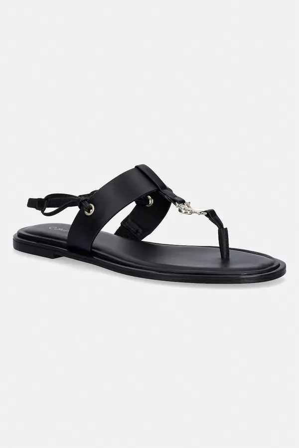 Calvin Klein Calvin Klein sandale s niskim potplatom za žene od kože ROUND FLAT SNDL THONG LTH HDW