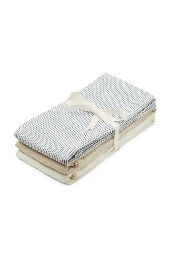 Cam Cam Copenhagen Cam Cam Copenhagen pelena za djecu pamučna Classic Stripes Blue, Praline, Creme White 3-pack