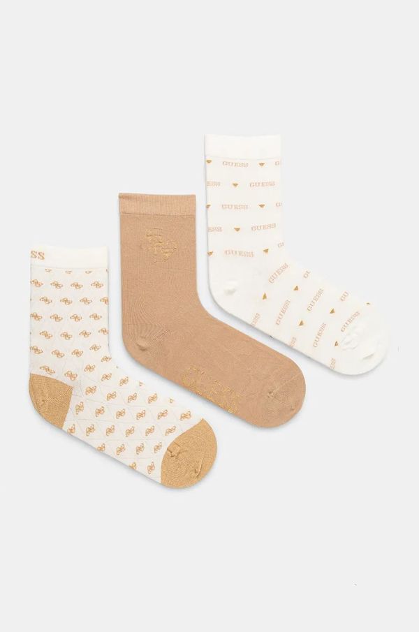 Guess Čarape Guess 3-pack za žene, boja: bež, O4BG03.KCJ20