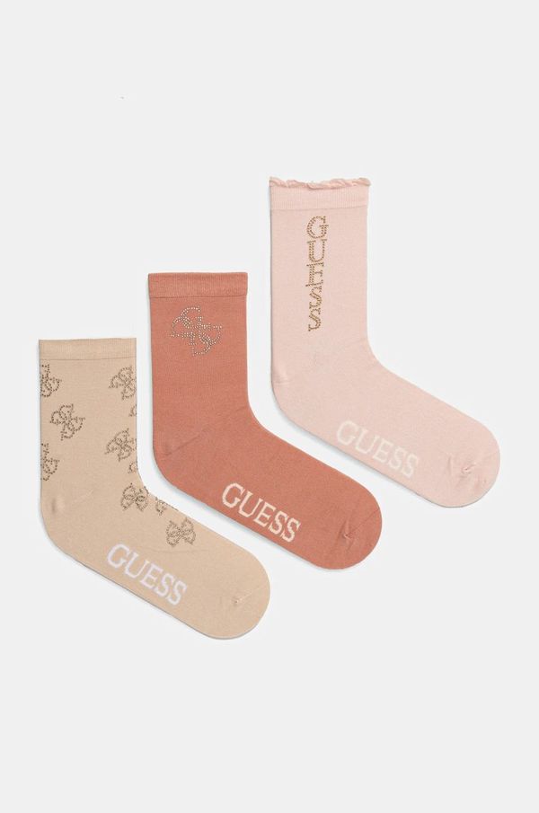 Guess Čarape Guess RHINESTONES 3-pack za žene, boja: ružičasta, O5RG07 KBZU0