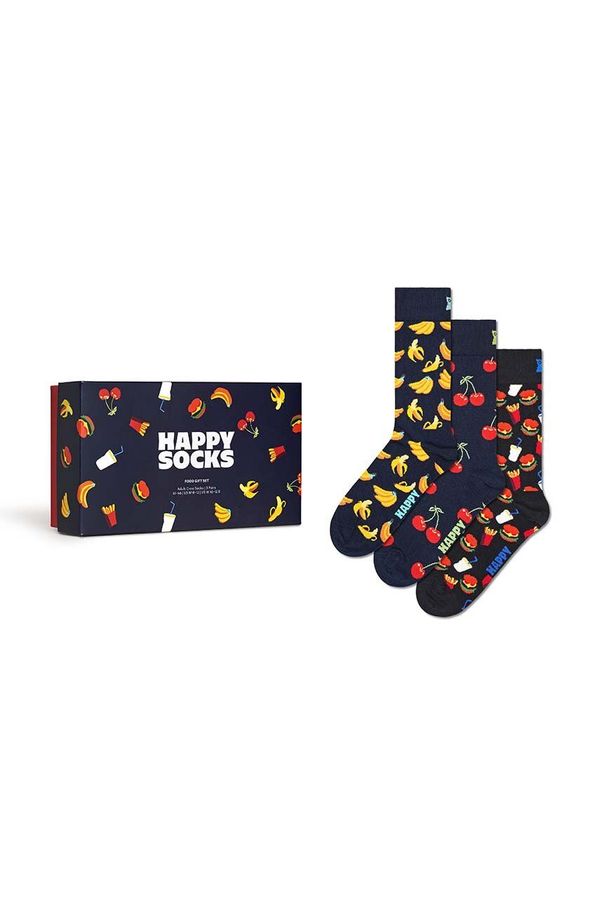 Happy Socks Čarape Happy Socks Gift Box Food 3-pack boja: tamno plava