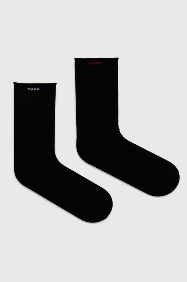 Hugo Čarape HUGO 2-pack za žene, boja: crna