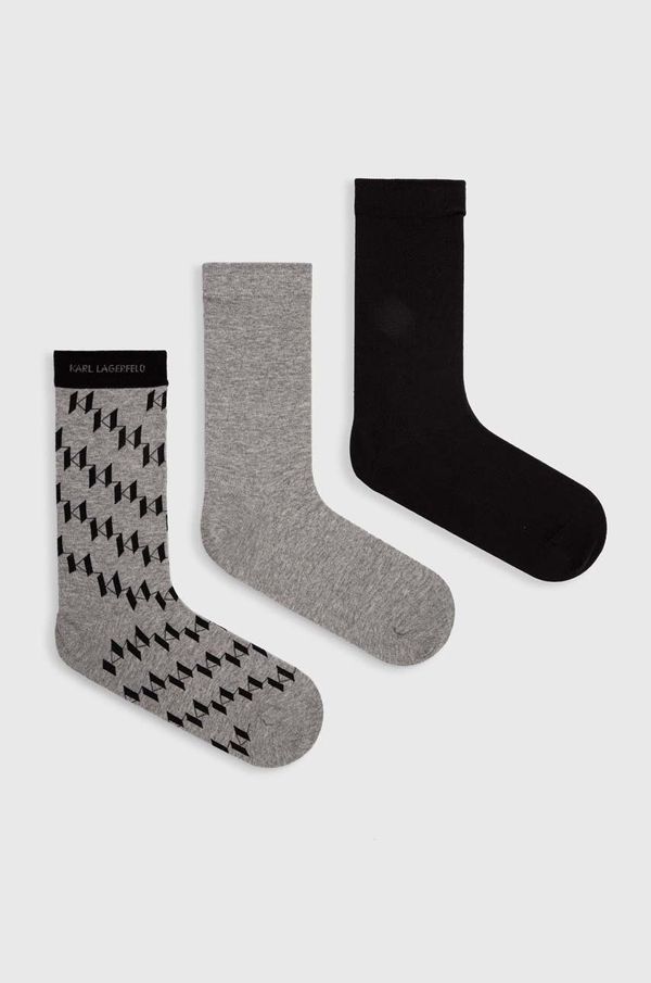 Karl Lagerfeld Čarape Karl Lagerfeld 3-pack za muškarce, boja: siva, 245M6004