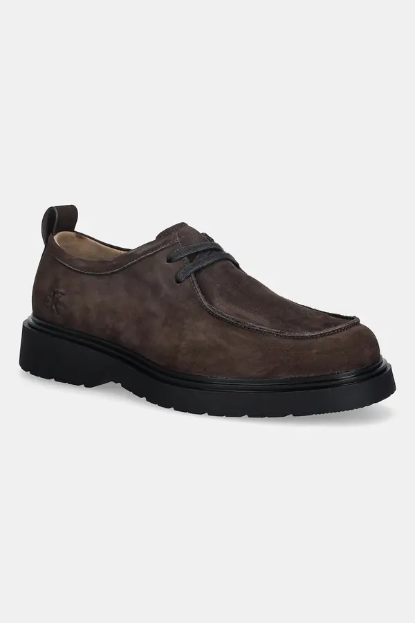 Calvin Klein Cipele od brušene kože Calvin Klein COMBAT APRON LACEUP NU