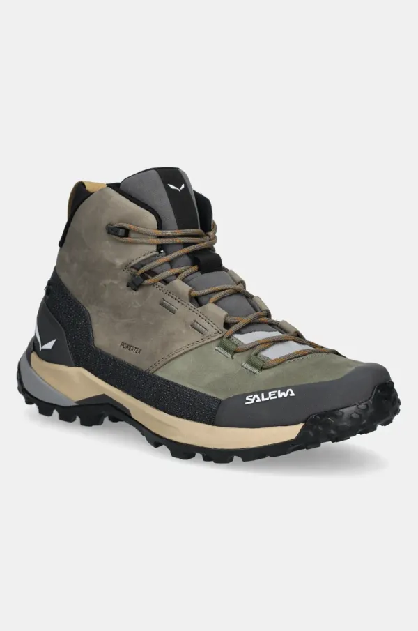 Salewa Cipele Salewa Puez Leather Mid PTX za muškarce, boja: zelena, 00.0000061459