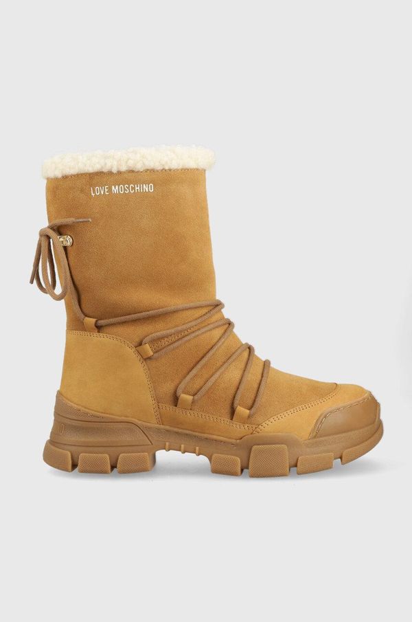 Love Moschino cipele za snijeg od brušene kože Love Moschino , boja: bež