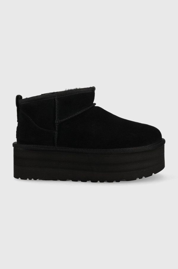 Ugg Cipele za snijeg od brušene kože UGG W Classic Ultra Mini Platform boja: crna, 1135092.BLK
