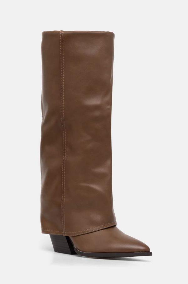 Answear Lab Čizme Answear Lab za žene, boja: smeđa, s debelom potpeticom, sa srednje toplom podstavom