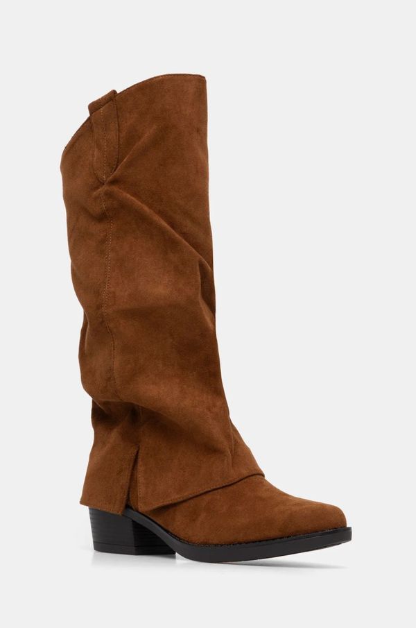 Answear Lab Čizme Answear Lab za žene, boja: smeđa, s debelom potpeticom, sa srednje toplom podstavom