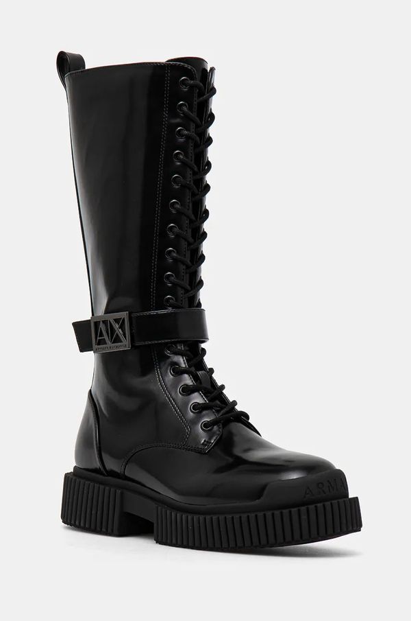 Armani Exchange Čizme Armani Exchange za žene, boja: crna, s platformom, XDO017 XV876 00002