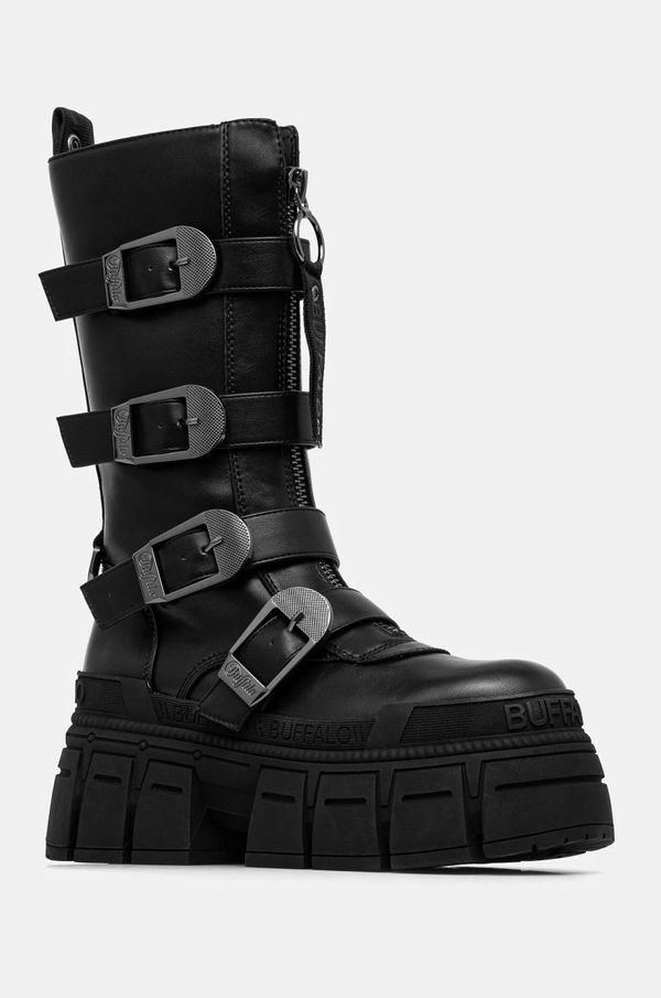 Buffalo Čizme Buffalo Gospher Biker Hi Zip boja: crna, s platformom, 1220051-BLK