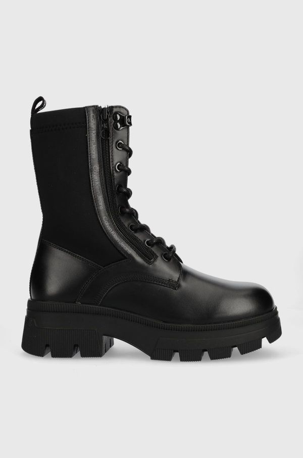 Calvin Klein Jeans Čizme Calvin Klein Jeans Chunky Combat Laceup za žene, boja: crna, s platformom
