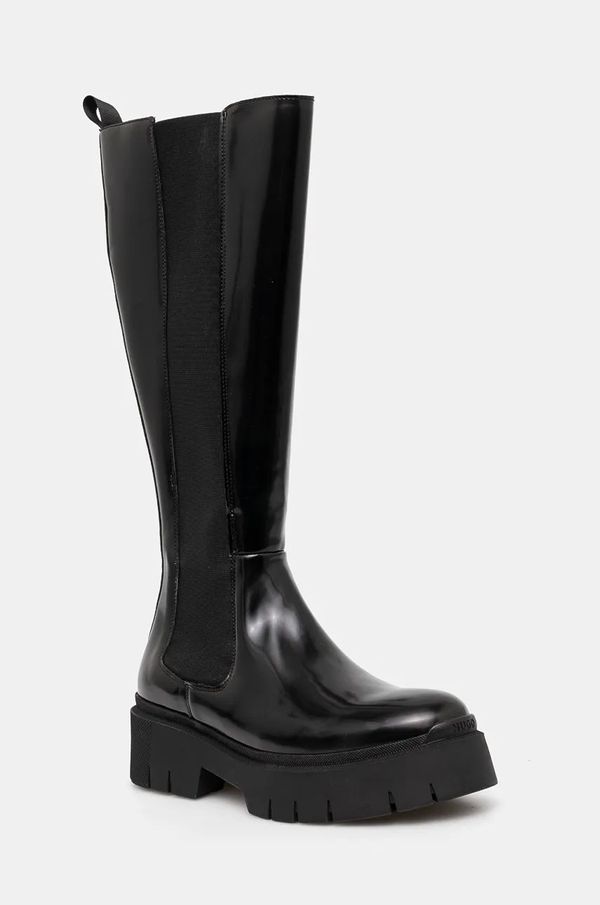 Hugo Čizme HUGO Kris za žene, boja: crna, s platformom, 50529861