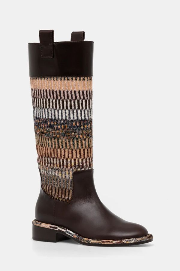 Missoni Čizme Missoni Clo za žene, boja: smeđa, s debelom potpeticom, MW67_044