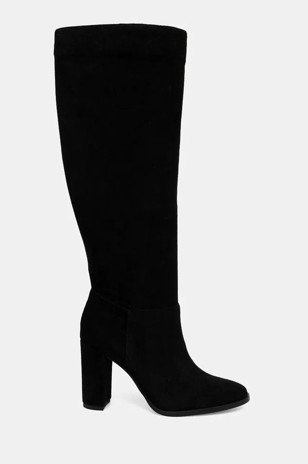 Lauren Ralph Lauren Čizme od brušene kože Lauren Ralph Lauren Artizan Tall za žene, boja: crna, s debelom potpeticom, 802937807001
