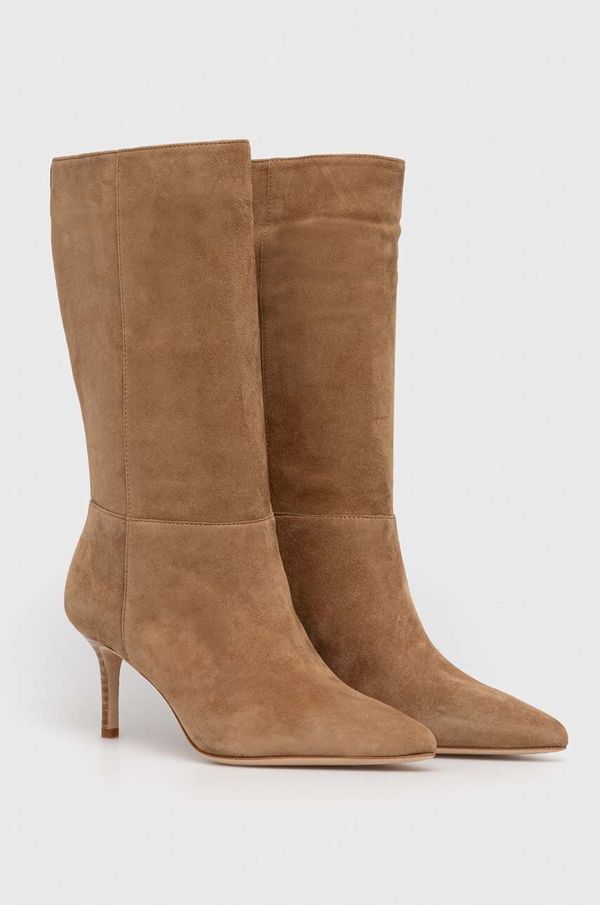 Lauren Ralph Lauren Čizme od brušene kože Lauren Ralph Lauren Leannah za žene, boja: bež, s tankom potpeticom, 802942517001