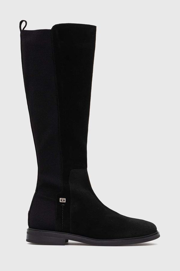 Tommy Hilfiger Čizme Tommy Hilfiger ESSENTIALS LONGBOOT za žene, boja: crna, ravni potplat, FW0FW07476