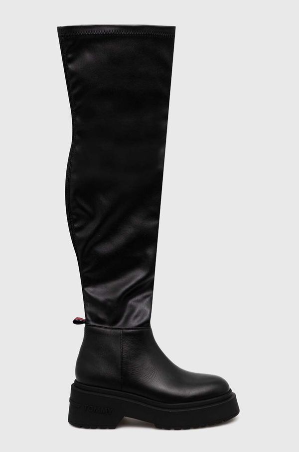 Tommy Jeans Čizme Tommy Jeans TJW OVER THE KNEE BOOTS za žene, boja: crna, s platformom, EN0EN02254