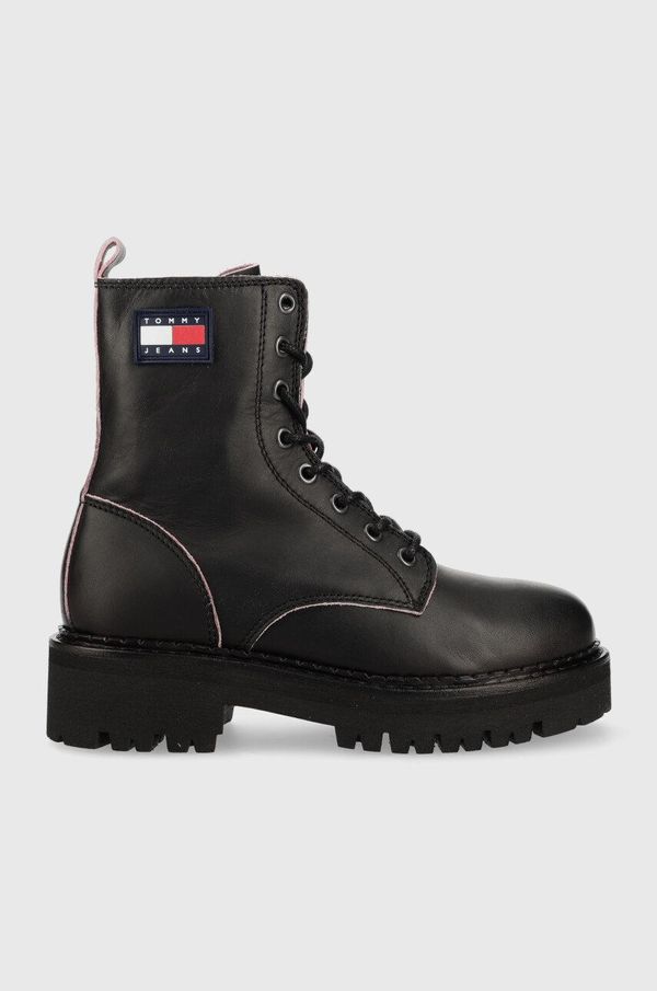 Tommy Jeans Čizme Tommy Jeans Urban Tommy Jeans Piping Boot za žene, boja: crna, s platformom
