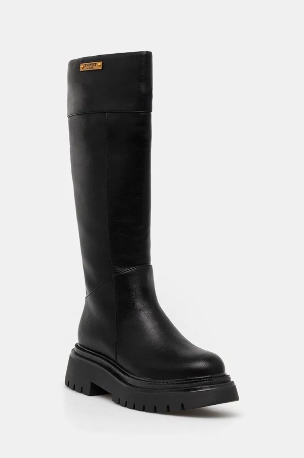 Twinset Čizme Twinset za žene, boja: crna, s platformom, 242TCP048