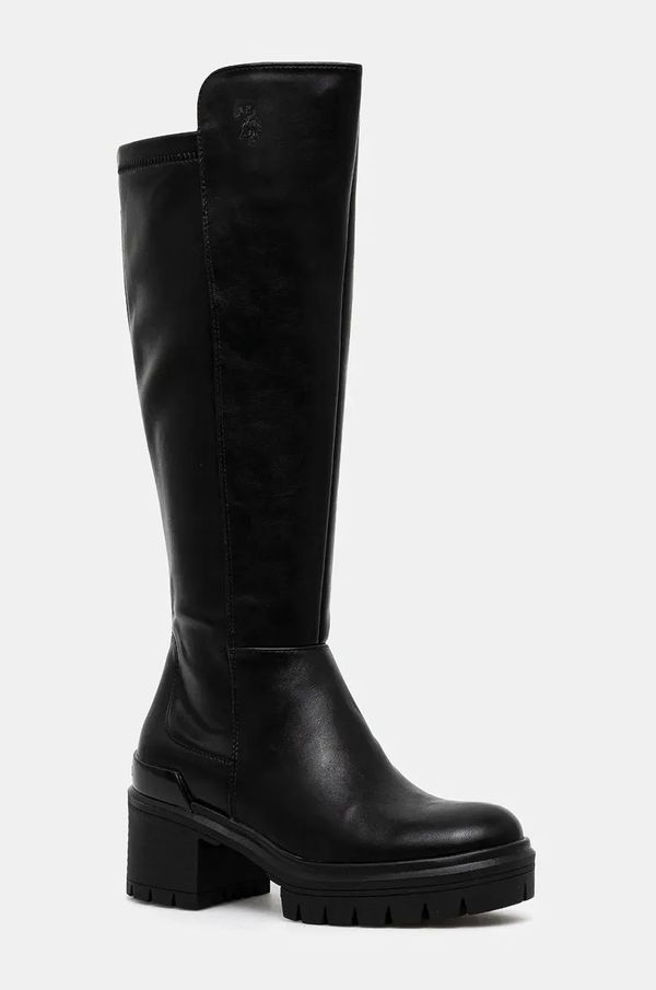 U.S. Polo Assn. Čizme U.S. Polo Assn. HALEY za žene, boja: crna, s debelom potpeticom, HALEY006W/DY1