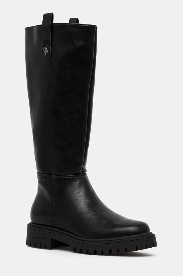 U.S. Polo Assn. Čizme U.S. Polo Assn. KARMA za žene, boja: crna, ravni potplat, KARMA017W/DY1