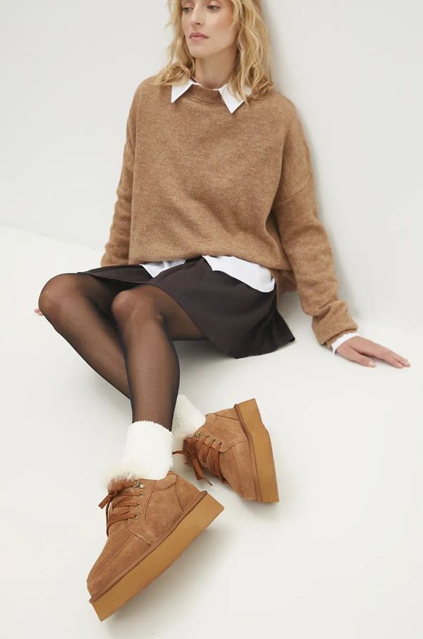 Answear Lab Čizme za snijeg od brušene kože Answear Lab boja: smeđa