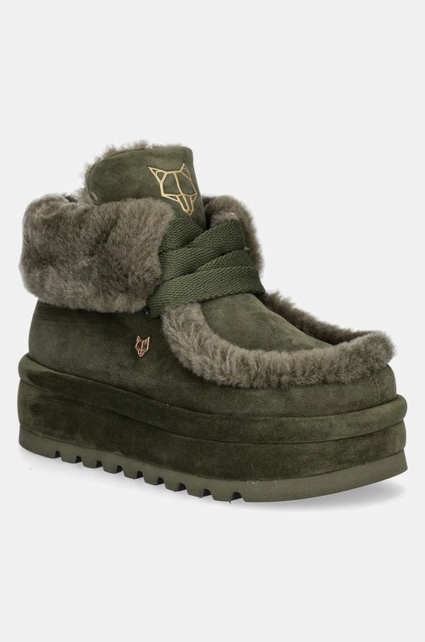 Naked Wolfe Čizme za snijeg od brušene kože Naked Wolfe Bambi boja: zelena, Bambi Suede Shearling Dark Olive