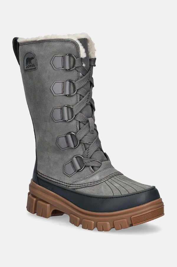 Sorel Čizme za snijeg od brušene kože Sorel TORINO V TALL WP OUTDRY boja: siva, 2106691052