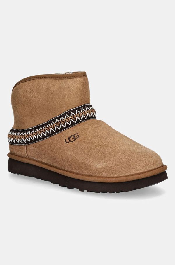 Ugg Čizme za snijeg od brušene kože UGG Classic Mini Crescent boja: smeđa, 1158262-CHE