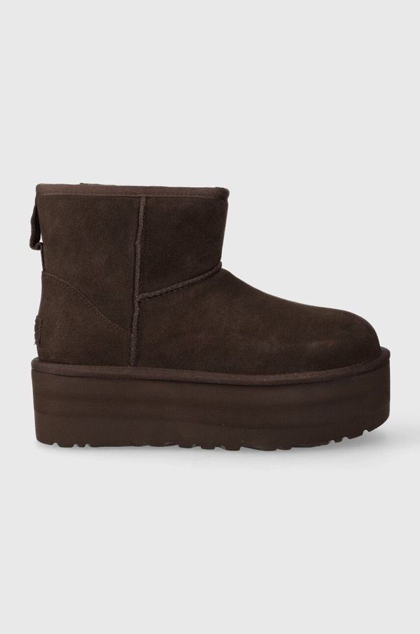 Ugg Čizme za snijeg od brušene kože UGG Classic Mini Platform boja: smeđa, 1134991