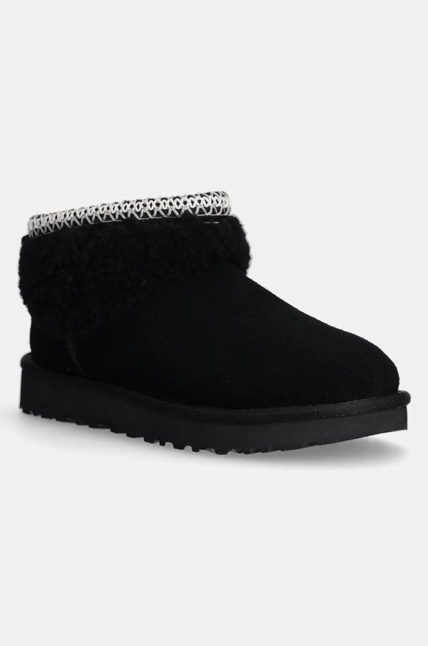 Ugg Čizme za snijeg od brušene kože UGG Classic Ultra Mini Maxi Curly boja: crna, 1158263-BLK