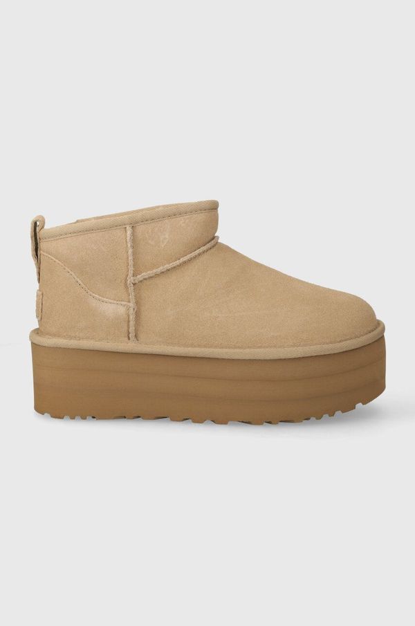 Ugg Čizme za snijeg od brušene kože UGG Classic Ultra Mini Platform boja: bež, 1135092