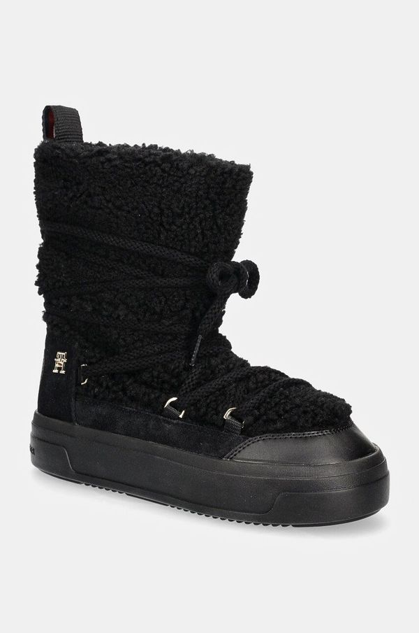 Tommy Hilfiger Čizme za snijeg Tommy Hilfiger LACE-UP FAUX SHEARLING SNOWBOOT boja: crna, FW0FW08252