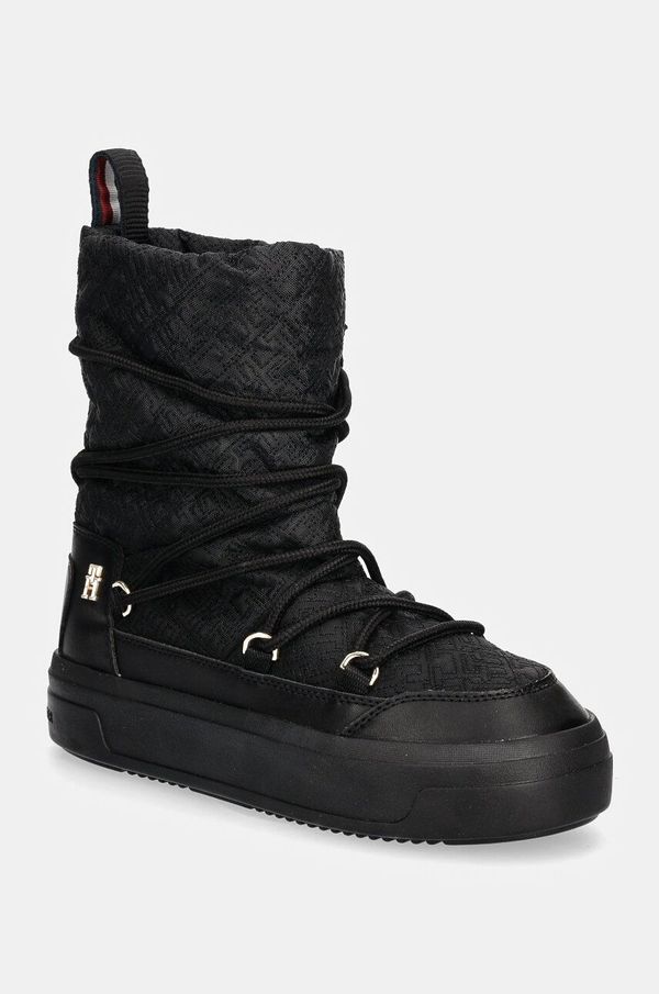 Tommy Hilfiger Čizme za snijeg Tommy Hilfiger LACE-UP MONOGRAM SNOWBOOT boja: crna, FW0FW08430