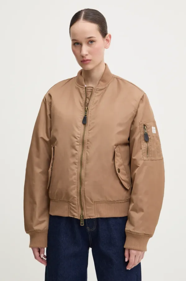 Guess Jeans Dječja bomber jakna Guess Jeans za žene, boja: smeđa, za prijelazno razdoblje, W5RL81 WHAA2