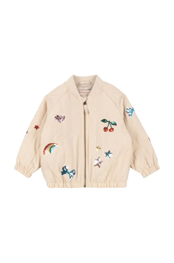 Konges Sløjd Dječja bomber jakna Konges Sløjd JUNO SEQUIN BOMBER JACKET boja: bež, KS103009