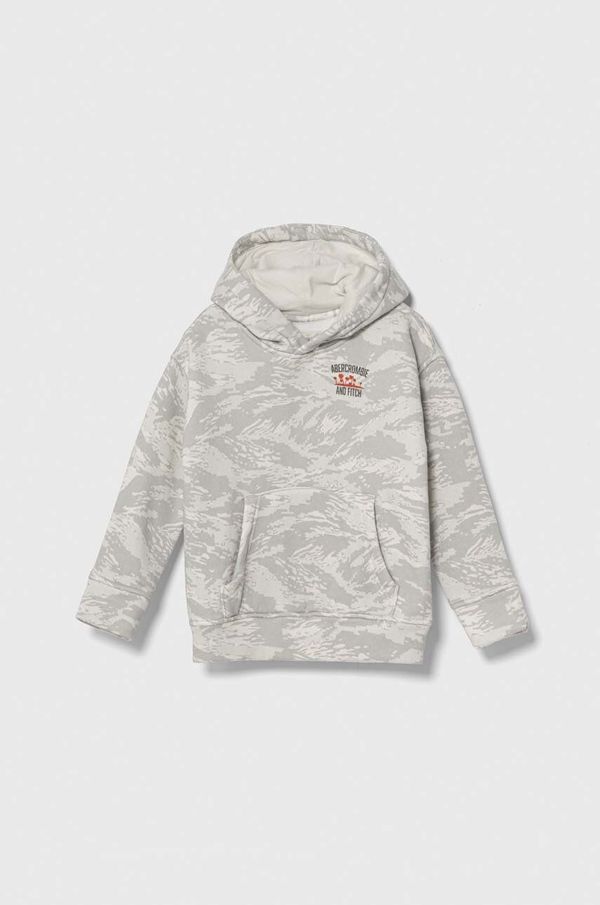 Abercrombie & Fitch Dječja dukserica Abercrombie & Fitch boja: siva, s kapuljačom, s uzorkom