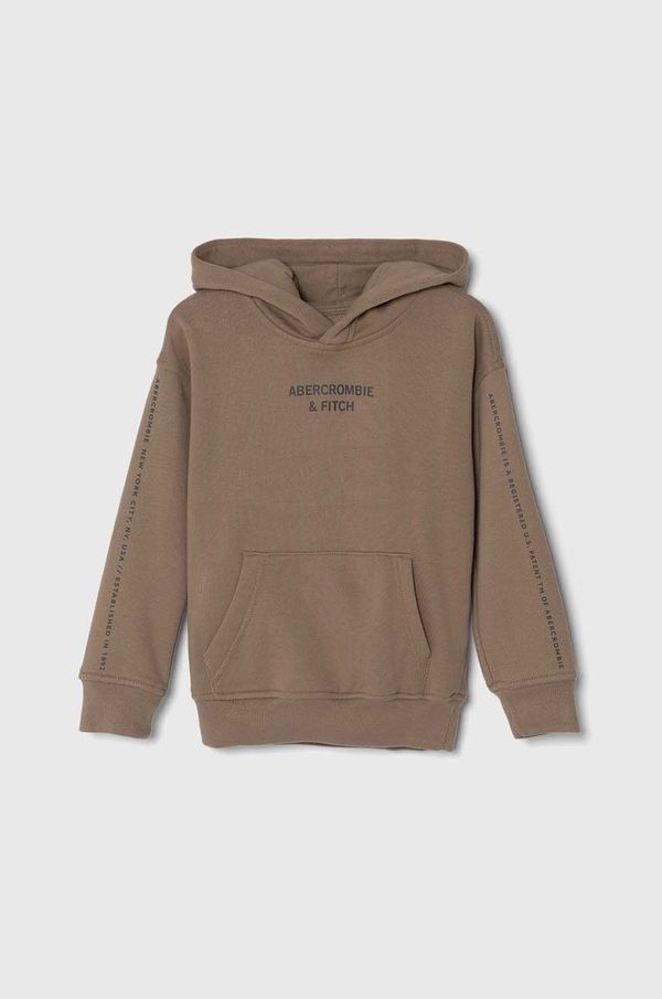 Abercrombie & Fitch Dječja dukserica Abercrombie & Fitch boja: smeđa, s kapuljačom, s tiskom