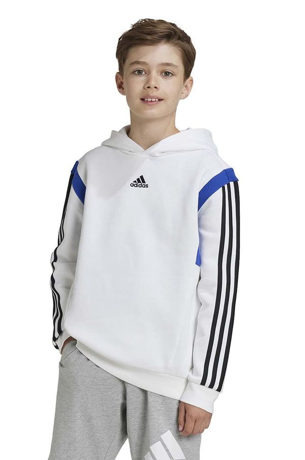 adidas Dječja dukserica adidas B HD CB boja: bijela, s kapuljačom, s uzorkom, JE0321