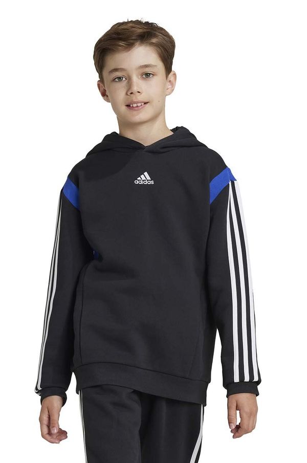 adidas Dječja dukserica adidas B HD CB boja: crna, s kapuljačom, s uzorkom, JE0327
